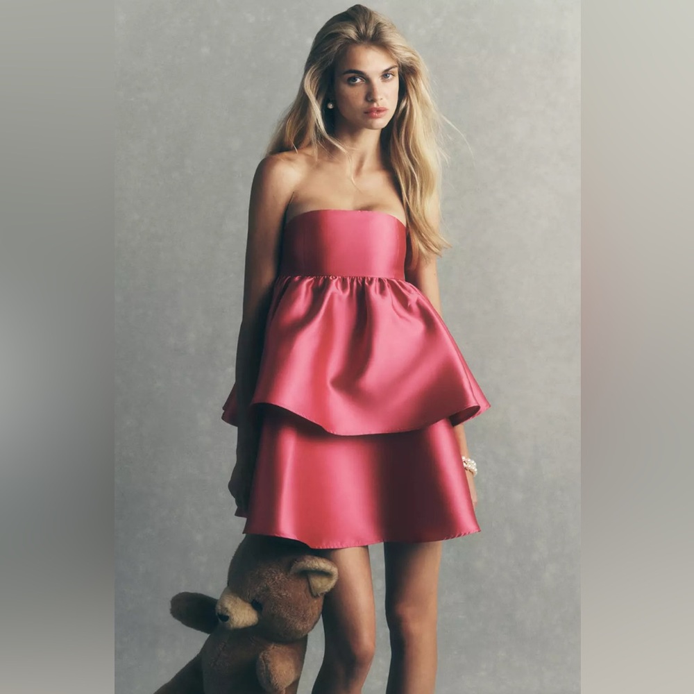 Anthropologie Fuchsia Satin Dress